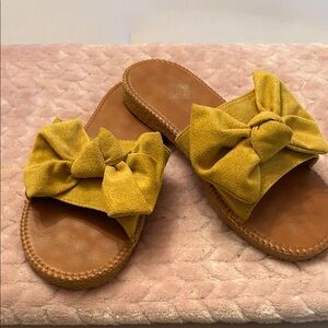 Yellow Bow Slide Sandals